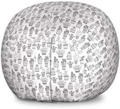 Ambesonne Cactus Storage Toy Bag Chair, Doodle Flowers In Pots With Polka Dots And Zig Zags Tropical Plants Monochrome, Stuffed Animal Organizer Washable Bag, Small Size, Grey And White -Safavieh Furniture 41z3SHQCOcL. AC
