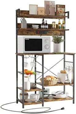 Wodeer Kitchen Baker's Rack With Power Outlet, Microwave Oven Stand, Storage Shelf With Wire Basket & Wine Glass Holder, 8-Tier Utility Coffee Bar Station For Spice Rack Organizer,Rustic Brown 11 Wodeer Kitchen Baker's Rack With Power Outlet, Microwave Oven Stand, Storage Shelf With Wire Basket & Wine Glass Holder, 8-Tier Utility Coffee Bar Station For Spice Rack Organizer,Rustic Brown -Safavieh Furniture 41z91ckgakL. AC