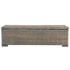 VidaXL Solid Mango Wood Storage Box Trunk Bed End Bench Living Room Home Furniture Interior Bedroom Hallway Wooden Black Kubu Rattan -Safavieh Furniture 41zCxF0GzlL