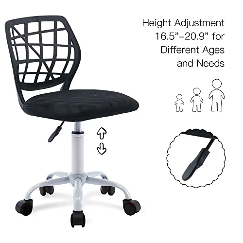 Villeston Desk Chair For Boys Girls And Teens Mesh Computer Bedroom Office Study Chair Ergonomic Small Swivel Height Adjustable Chair With Wheels, Black 4 Villeston Desk Chair For Boys Girls And Teens Mesh Computer Bedroom Office Study Chair Ergonomic Small Swivel Height Adjustable Chair With Wheels, Black - Image 4