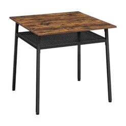 VASAGLE Dining Table, Square Office Desk With Storage Compartment, Industrial, 31.5 X 31.5 X 30.7 Inches,Brown