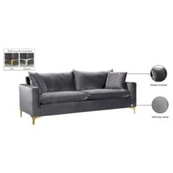 Meridian Furniture Naomi Collection Stainless 1 Modern | Contemporary Velvet Upholstered Sofa With Stainless Steel Base In A Rich Gold Or Chrome Finish, Grey 12 Meridian Furniture Naomi Collection Stainless 1 Modern | Contemporary Velvet Upholstered Sofa With Stainless Steel Base In A Rich Gold Or Chrome Finish, Grey -Safavieh Furniture 41zRSCuXrrL