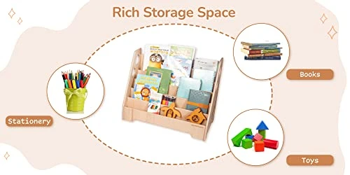 Woodandhearts Montessori Floor Bookshelf - Toddler Bookcase - Kids Wooden Storage - Nursery Frontfacing Bookshelf - Montessori Kids Furniture (Kristi) 5 Woodandhearts Montessori Floor Bookshelf - Toddler Bookcase - Kids Wooden Storage - Nursery Frontfacing Bookshelf - Montessori Kids Furniture (Kristi) - Image 5
