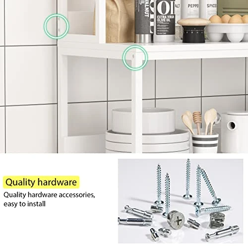 AIEGLE Large Kitchen Baker's Rack With Hutch, 5-Tier Freestanding Kitchen Storage Utility Shelf, Industrial Microwave Oven Stand Organizer Rack, White (39.4" W X 15.7" D X 63" H) 5 AIEGLE Large Kitchen Baker's Rack With Hutch, 5-Tier Freestanding Kitchen Storage Utility Shelf, Industrial Microwave Oven Stand Organizer Rack, White (39.4" W X 15.7" D X 63" H) - Image 5