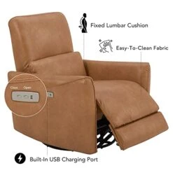 CHITA Power Recliner Swivel Glider, Upholstered Faux Leather Living Room Reclining Sofa Chair With Lumbar Support, Cognac Brown 14 CHITA Power Recliner Swivel Glider, Upholstered Faux Leather Living Room Reclining Sofa Chair With Lumbar Support, Cognac Brown -Safavieh Furniture 41zXaSebfYL