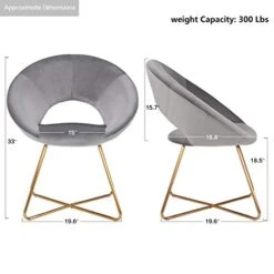 Duhome Modern Accent Velvet Chairs Dining Chairs Single Sofa Comfy Upholstered Arm Chair Living Room Furniture Mid-Century Leisure Lounge Chairs With Golden Metal Frame Legs Set Of 2 Grey -Safavieh Furniture 41zYglKvN8L