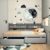 DEINPPA Full Size Platform Bed With Built-in Bookshelves And 2 Drawers, Wooden Captain Bed Frame For Kids Teens Adult Boys Girls, No Box Spring Needed, Grey