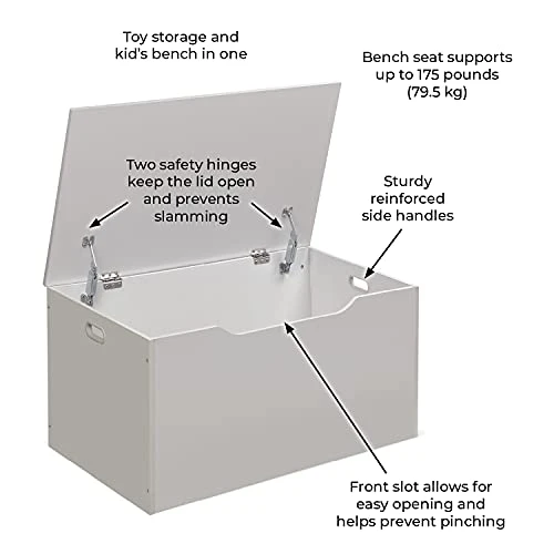 Badger Basket Flat Top Toy Box And Storage Bench For Kids, Playroom Storage, White 4 Badger Basket Flat Top Toy Box And Storage Bench For Kids, Playroom Storage, White - Image 4