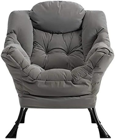 AcozyHom Modern Large Cotton Fabric Lazy Chair,Accent Contemporary Lounge Chair, Single Steel Frame Leisure Sofa Chair With Armrests And A Side Pocket, Smoky Grey 9 AcozyHom Modern Large Cotton Fabric Lazy Chair,Accent Contemporary Lounge Chair, Single Steel Frame Leisure Sofa Chair With Armrests And A Side Pocket, Smoky Grey - Image 9