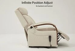 DYNOX Small Lift Chair Recliners With Massage And Heat, Dual Motor Power Lift Sofa With Infinite Adjust For Back And Footrest (Fabirc-Beige)