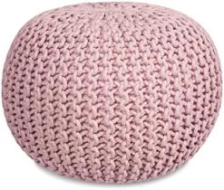 BIRDROCK HOME Round Pouf Foot Stool Ottoman - Knit Bean Bag Floor Chair - Cotton Braided Cord - Great For The Living Room, Bedroom And Kids Room - Small Furniture (Light Grey) -Safavieh Furniture 51 8PDvnEsL. AC