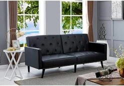 Astrid Futon Sofa Bed Faux Leather Futon Couch Modern Convertible Folding Sofa/Bed Couch With Chrome Legs Reclining Mini Coach Leather Futons Small Couch For Bedroom Living Rooms, Office - Caramel 22 Astrid Futon Sofa Bed Faux Leather Futon Couch Modern Convertible Folding Sofa/Bed Couch With Chrome Legs Reclining Mini Coach Leather Futons Small Couch For Bedroom Living Rooms, Office - Caramel -Safavieh Furniture 51 ReTHMgGL. AC