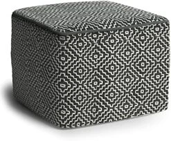SIMPLIHOME Naya Cube Pouf, Footstool, Upholstered In Patterned Grey Melange Hand Woven Cotton, For The Living Room, Bedroom And Kids Room, Transitional, Boho -Safavieh Furniture 51 eQCkLZnS. AC