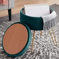 Ornavo Home Modern Round Velvet Storage Ottoman Foot Rest Vanity Stool/Seat With Gold Metal Legs & Tray Top Coffee Table - Blush 17 Ornavo Home Modern Round Velvet Storage Ottoman Foot Rest Vanity Stool/Seat With Gold Metal Legs & Tray Top Coffee Table - Blush -Safavieh Furniture 51 jIcbTiIL. AC