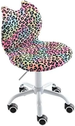 Cute Cat Kids Desk Chair, Comfortable Fuzzy Small Desk Chair For Girls And Boys, Ergonomic Adjustable Swivel Computer Chair, Purple -Safavieh Furniture 51 mT1542L. AC