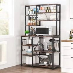 Tribesigns Kitchen Baker's Rack, 5-Tier+6-Tier Kitchen Utility Storage Shelf Table With 10 S-Shaped Hooks And Metal Frame, Workstation Organizer Shelf, 39.3 X 15.7 X 66.9 Inches -Safavieh Furniture 51 t0YPKwDL. AC