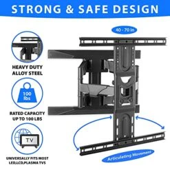 Mount Factory Heavy-Duty Full Motion TV Wall Mount - Articulating Swivel Bracket Fits Flat Screen Televisions From 42" To 70" (VESA 400 X 600 Compatible) - Tilt Swing Out Arm With 10' HDMI Cable