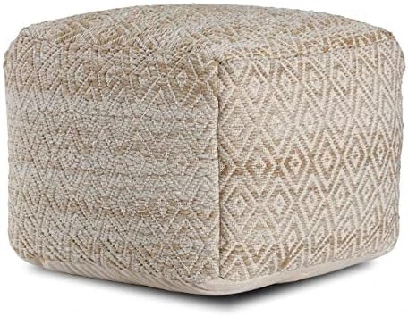 Anji Mountain Square Pouf , 22" X 22" X 17", Gray 4 Anji Mountain Square Pouf , 22" X 22" X 17", Gray - Image 4