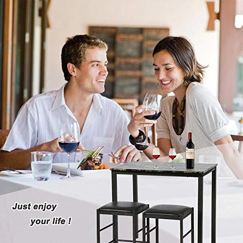 Dining Table For 2, 3 Piece Counter Height Kitchen Table With 2 Chairs, Faux Marble Tabletop Modern Dining Room Table Set Home Furniture For Small Space 1 Dining Table For 2, 3 Piece Counter Height Kitchen Table With 2 Chairs, Faux Marble Tabletop Modern Dining Room Table Set Home Furniture For Small Space