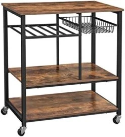 VASAGLE ALINRU Kitchen Baker’s Rack, Coffee Bar, Microwave Oven Stand, With Steel Frame, Wire Basket, 6 Hooks, 35.4", Rustic Brown 18 VASAGLE ALINRU Kitchen Baker’s Rack, Coffee Bar, Microwave Oven Stand, With Steel Frame, Wire Basket, 6 Hooks, 35.4", Rustic Brown -Safavieh Furniture 5109R7AOThL. AC 1