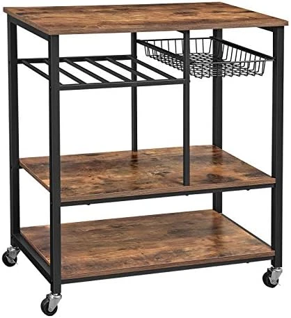 VASAGLE ALINRU Kitchen Baker’s Rack, Coffee Bar, Microwave Oven Stand, With Steel Frame, Wire Basket, 6 Hooks, 35.4", Rustic Brown 9 VASAGLE ALINRU Kitchen Baker’s Rack, Coffee Bar, Microwave Oven Stand, With Steel Frame, Wire Basket, 6 Hooks, 35.4", Rustic Brown - Image 9