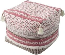 Blue Page Boho Neutral Decorative Square Unstuffed Pouf - Braided Handwoven Casual Ottoman Pouf Cover With Tassels And Cute Soft Tufted Footrest/Cushion For Bedroom Living Room, 18" X18”x16 -Safavieh Furniture 510B7qYz8QL. AC