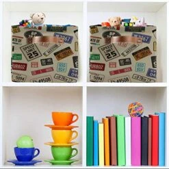 Retro Car Number Plates Large Storage Basket Collapsible Storage Bin Organizer Cube Laundry Hamper For Clothes Bedroom Nursery Toys Shelf College Dorm -Safavieh Furniture 510EdqyHzRL