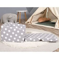 Delsit Toddler Chair & Kids Sofa - European Made Children's 2 In 1 Flip Open Foam Single Sofa, Toddler Fold Out Chair, Kids Couch, Comfy Flip Out Lounge (Gray With Stars) -Safavieh Furniture 510FwzVWBYL