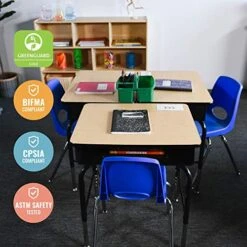 ECR4Kids 24in X 18in Adjustable Open Front Student W/Metal Book Box Desk, Maple And Black -Safavieh Furniture 510RWmzhMIL