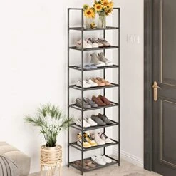 Z&L HOUSE 8 Tier Shoe Rack Tall, Shoe Organizer, Sturdy Metal Narrow Shoe Rack That Can Store 16-20 Pairs Of Shoes, Stackable Shoe Storage Shelf For Closet Entryway To Increase The Use Of Space