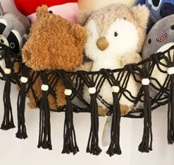 Stuffed Animal Net Or Hammock - Hanging Stuffed Animal Hammock Storage - Toy Hammock Holder Boho Wall Corner Hammock Organizer Inc LED Light And Hooks, Black -Safavieh Furniture 510g33nr73L