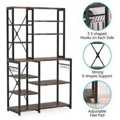 Tribesigns Kitchen Baker's Rack, 5-Tier+6-Tier Kitchen Utility Storage Shelf Table With 10 S-Shaped Hooks And Metal Frame, Workstation Organizer Shelf, 39.3 X 15.7 X 66.9 Inches -Safavieh Furniture 510mrn5rFqL