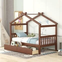 Full Size House Bed With 2 Storage Drawers Wooden Kids Montessori House Bed Frame Wood Playhouse Tent Bed For Girls Boys Teens, Natural 21 Full Size House Bed With 2 Storage Drawers Wooden Kids Montessori House Bed Frame Wood Playhouse Tent Bed For Girls Boys Teens, Natural -Safavieh Furniture 510oJv5hKpL. AC