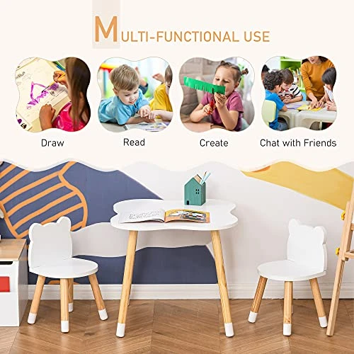 Qaba Wooden Kids Table And Chair Set Ideal For Arts, Meals, Homework, Cute Toddler Activity Table For Age 3 Years+, Grey 3 Qaba Wooden Kids Table And Chair Set Ideal For Arts, Meals, Homework, Cute Toddler Activity Table For Age 3 Years+, Grey - Image 3