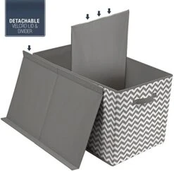 Sorbus Toy Chest With Flip-Top Lid, Kids Collapsible Storage For Nursery, Playroom, Closet, Home Organization, Large (Pattern - Chevron Gray) -Safavieh Furniture 510vhiD8aSL