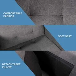 STHOUYN Mid Century Modern Upholstered Fabric Accent Chair With Arms Set Of 2 Armchair Comfy Reading Chair For Living Room Studio Office Couch, Single Sofa Set Bedroom Grey -Safavieh Furniture 510za6SKmML