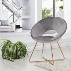 Duhome Modern Accent Velvet Chairs Dining Chairs Single Sofa Comfy Upholstered Arm Chair Living Room Furniture Mid-Century Leisure Lounge Chairs With Golden Metal Frame Legs Set Of 2 Grey -Safavieh Furniture 5112rtnRUzL