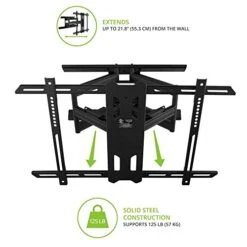 Kanto PDX650 Full Motion Articulating TV Wall Mount For 37-inch To 75-inch TVs | Low Profile With 22" Extension | Integrated Cable Management | Swivel And Tilt Capable | Black -Safavieh Furniture 51145YWrooL