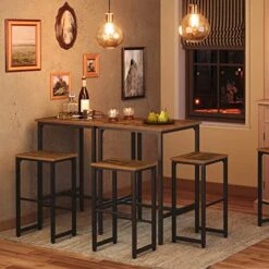 HOOBRO Bar Table Set, 3-Piece Dining Table And Bar Stools Set, Pub Table With Adjustable Feet And Bar Chairs With Different Heights, Rustic Brown, For Living Room, Dining Room, Kitchen BF34BT01 -Safavieh Furniture 511F5maGbgL