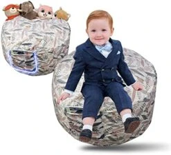 Stuffed Animal Storage, Bean Bag Chair COVER - 2 In 1 Organization Bag For Kids Toy Storage & Bean Bag Chair Cover (NO BEANS) For Kids Teens, Zipper Opening, Soft Velvet, X-Large (34" Black) -Safavieh Furniture 511J89xXL. AC