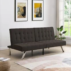 NewCosmos Wood Frame, Stainless Leg, FUTON, Sofa Bed Espresso