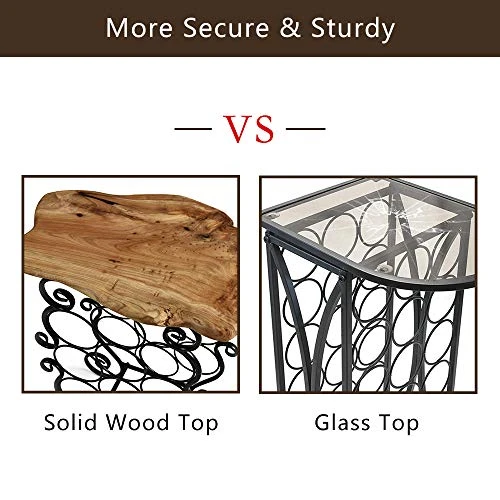 WELLAND Wine Rack End Table, Freestanding Small Wine Console Table, 13 Bottles Rustic Wine Stand Storage Organizer Display Rack | Metal & Natural Edge Cedar Wood Top | 13.8" W X 7.3" D X 20.1" H 5 WELLAND Wine Rack End Table, Freestanding Small Wine Console Table, 13 Bottles Rustic Wine Stand Storage Organizer Display Rack | Metal & Natural Edge Cedar Wood Top | 13.8" W X 7.3" D X 20.1" H - Image 5