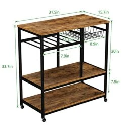 SDHYL Rolling Kitchen Baker's Rack, Utility Storage Shelf Cart, Microwave Stand, For Spice Rack Organizer Workstation, Rustic Brown S7-YL-D5002-US -Safavieh Furniture 511N4CjF4FL