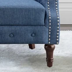 Rosevera Chancy Reading Small Armchair Arm Living Set Accent Club Room Barrel Chairs Bedroom Loveseat, Standard, Blue Sofa -Safavieh Furniture 511PtdGRsKL