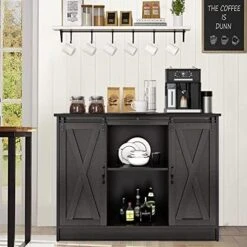 Farmhouse Coffee Bar Cabinet, 42’’ Kitchen Buffet Sideboard Cabinet With Storage, White Coffee Bar Buffet Cabinet With Sliding Barn Door, Coffee Bar Table With Adjustable Shelf For Living Dining Room 12 Farmhouse Coffee Bar Cabinet, 42’’ Kitchen Buffet Sideboard Cabinet With Storage, White Coffee Bar Buffet Cabinet With Sliding Barn Door, Coffee Bar Table With Adjustable Shelf For Living Dining Room -Safavieh Furniture 511SNaqU4BL. AC