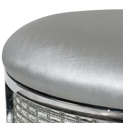 Furniture Glam Backless Diamond Band Vanity Stool, Chrome -Safavieh Furniture 511TD9NM1qL