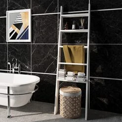 AKTOP Rustic Blanket Ladder 63 Inch, Adjustable Wood Blankets Holder Rack For Farmhouse Home Decor, 5-Tier Wall Leaning Ladders, Ladder Shelf Stand For Livingroom, Bedroom, Bathroom, Easy Assembly -Safavieh Furniture 511U4LasHuL