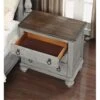 BOWERY HILL Farmhouse Weathered Gray Nightstand With Three Drawers