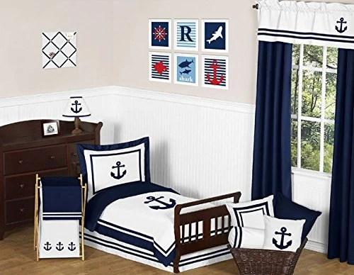 Baby/Kids Clothes Laundry Hamper For Anchors Away Nautical Navy And White Bedding 3 Baby/Kids Clothes Laundry Hamper For Anchors Away Nautical Navy And White Bedding - Image 3