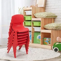 Costzon Plastic Stackable School Chairs, 6 Pack, Kids Learning Chairs With 11 Inch Seat Height, Carrying Handle, Waterproof Children Chairs For Playrooms, Schools, Daycares And Home (6 Pack, Red) -Safavieh Furniture 511XzMJ6E3L